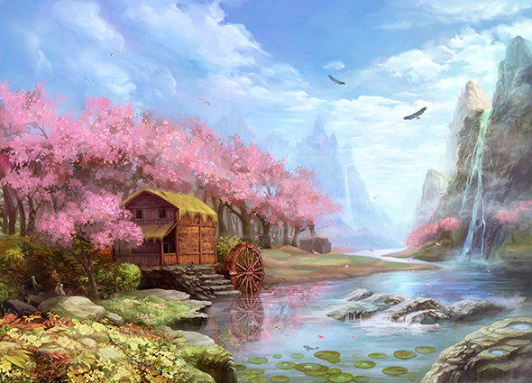 Tranh 3d phong cảnh mùa xuân mang đến nguồn cảm hứng bất tận cho ngôi nhà bạn - TH-58P-01995-copy