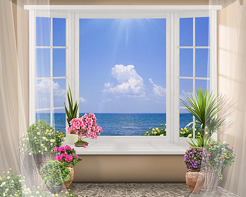 Tranh 3D cửa sổ đẹp - Mã: TH-1382