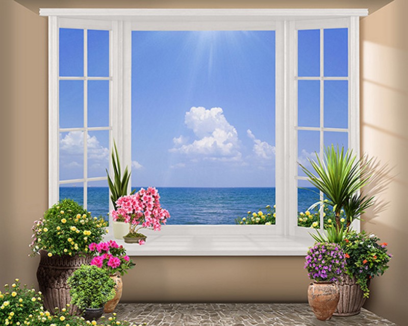 Mẫu tranh dán tường hình cửa sổ đẹp - Mã: TH-1380