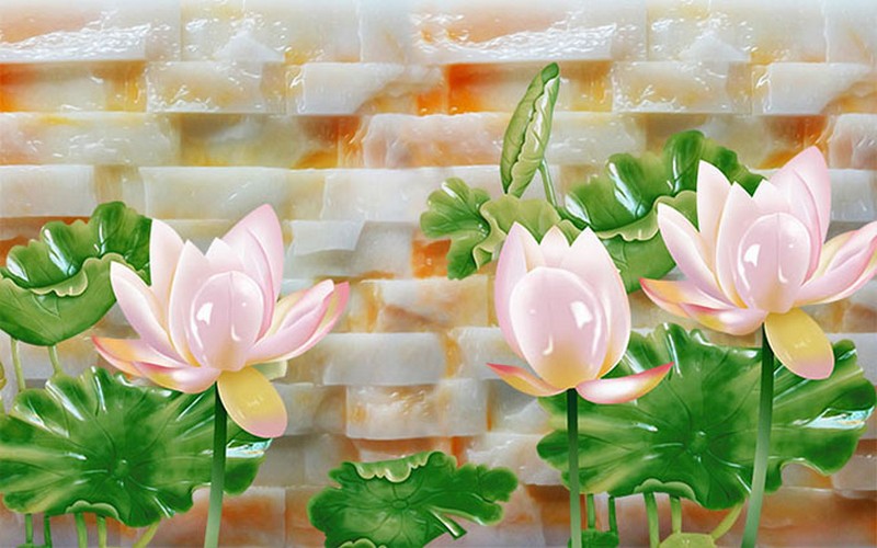 Bộ sưu tập tranh dán tường 3D hoa sen cá chép đẹp, độc, đỉnh