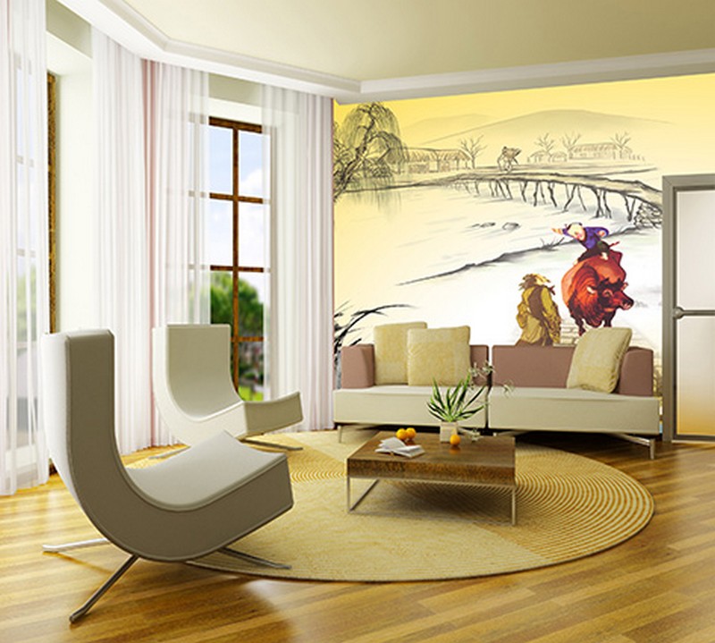 20 mẫu tranh dán tường 3D phòng khách đẹp cho nhà ống - 13