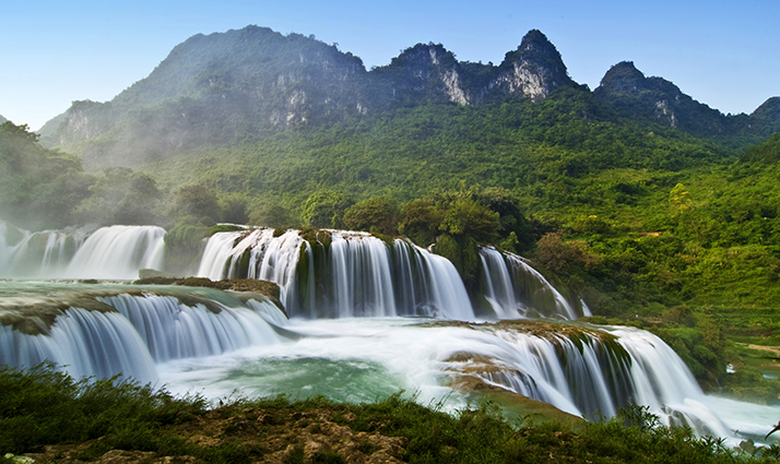 20 mẫu tranh 3d sơn thủy hữu tình đẹp nhất 2019: mã in BanGioc waterfall in CaoBang, Vietnam