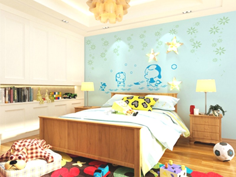 Mẫu phòng ngủ cho bé trai đáng yêu với tranh dán tường 3D - 02
