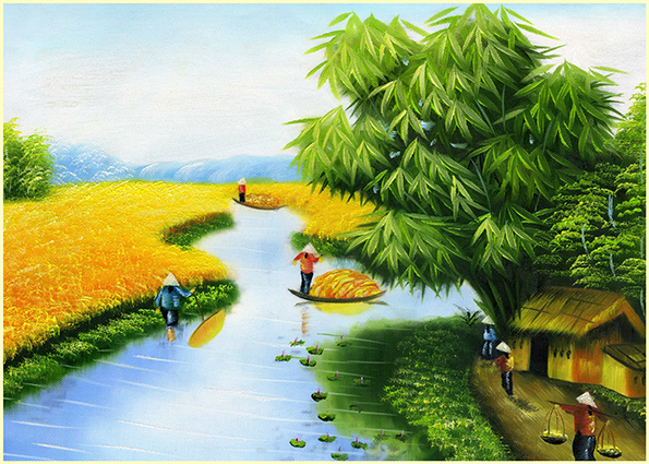Tranh sơn dầu phong cảnh đồng quê Việt Nam: mã in TH-13975